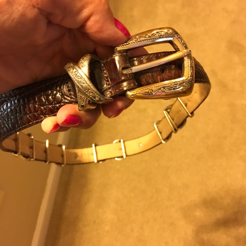 Brighton Belt, Sz S, 31” long, w/ silver decor
